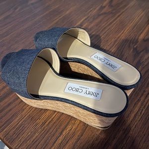 Jimmy Choo DeeDee platform wedge in Denim